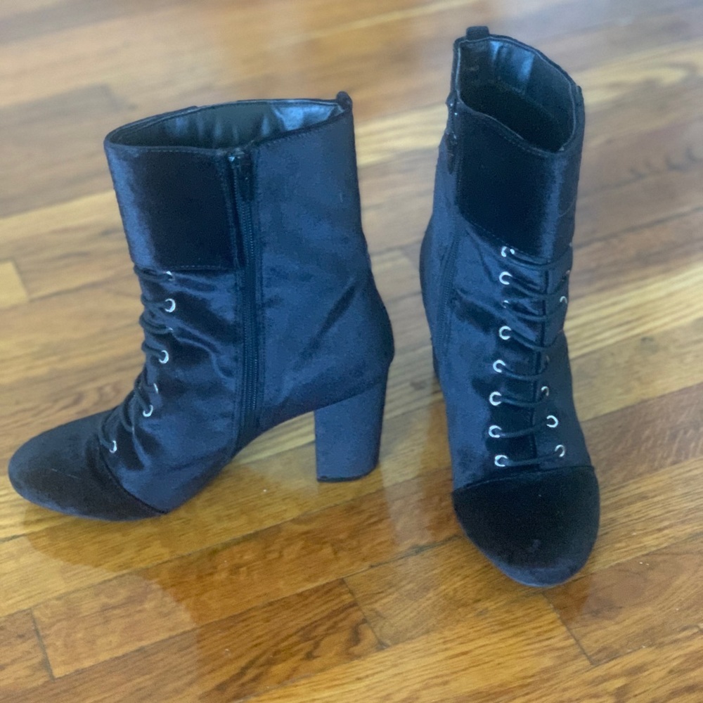 Black Velvet Ankle Booties